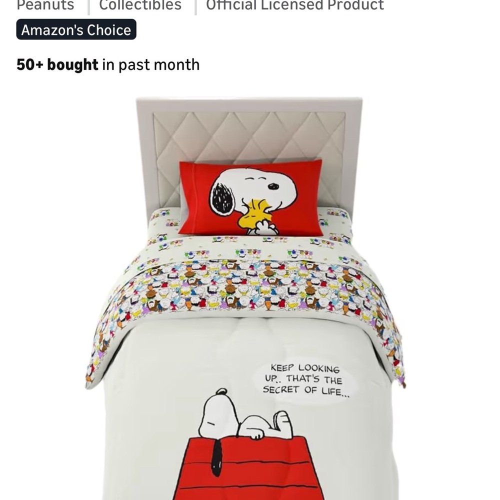 Peanuts Snoopy Comforter reversible Set - Red, White, Black